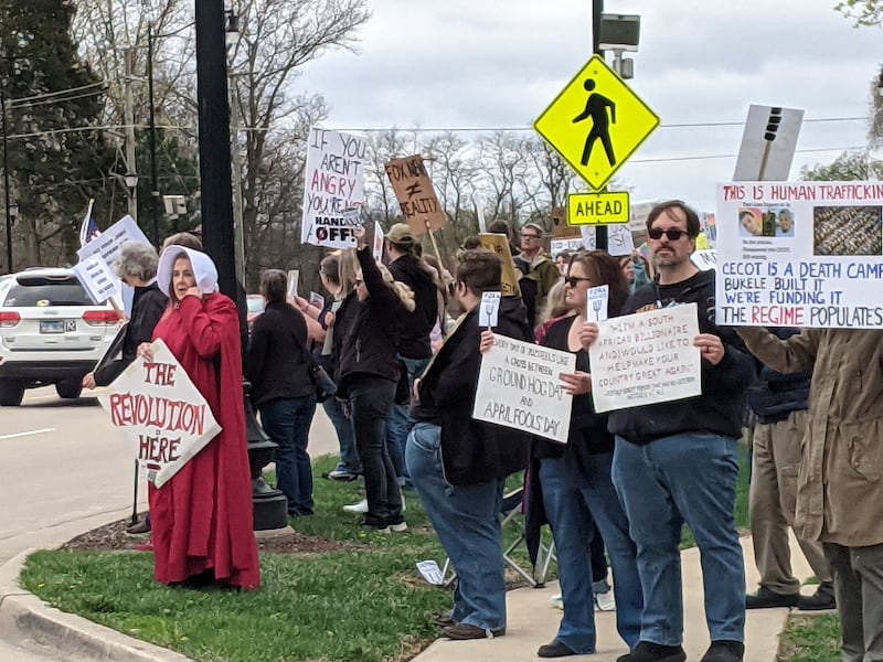 Hundreds of people participated in a Hands Off! protest in Yorkville on April 19.