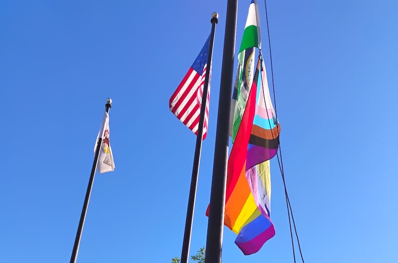 Geneva Mayor Kevin Burns raises the Pride Flag during a ceremony to celebrate Pride Month on June 2, 2026.