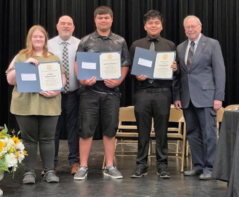 Recipients of Putnam County Rotary Scholarship Awards include Sidney Emanuelson, Alex Rodriguez, and Alan Castro. The award presentations were made by Rotary President Mike Olson and Club Secretary Scott Shore.