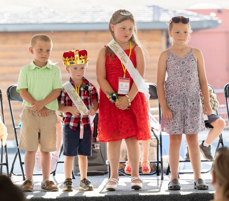 James Hardin, 4, and Anastasia Heiman, 5, (middle) were crowned Little Miss and Mister at Polo’s Town and Country Days Little Miss and Mister pageant. Last year’s winners Grayson Collins (left) and Sydney Buckingham (right) flank the two newest royalty.