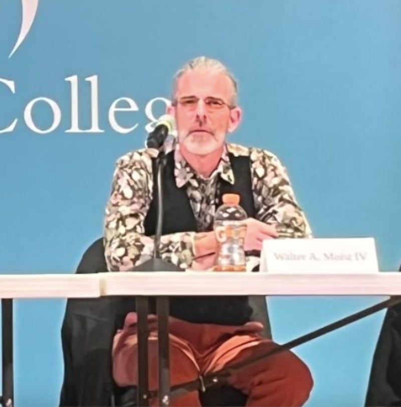 Walter Moist at a candidate forum hosted by the League of Women Voters of McHenry County on March 6, 2025 at McHenry County College.