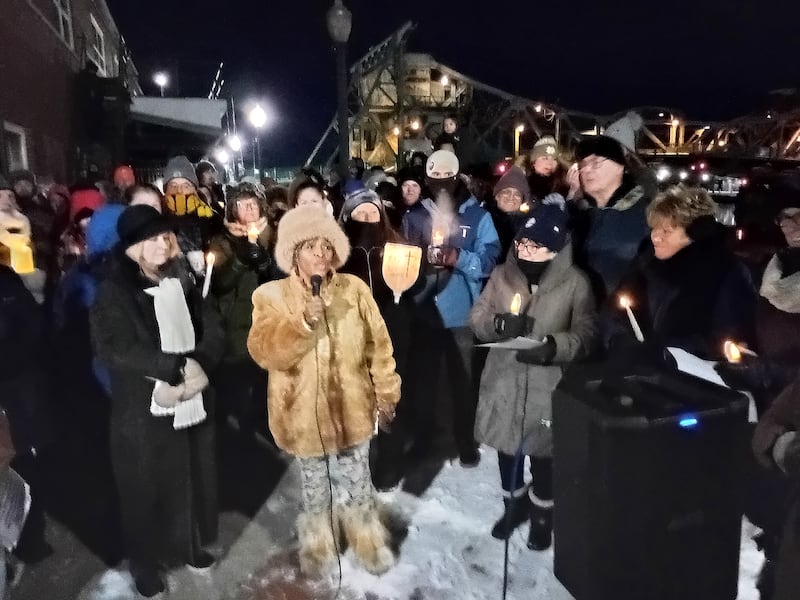 A candlelight vigil for Alex Pretti, the Minneapolis nurse killed in an encounter with federal immigration agents, was held outside Joliet City Hill near the Jefferson Street bridge on Wednesday, Jan. 28, 2026.
