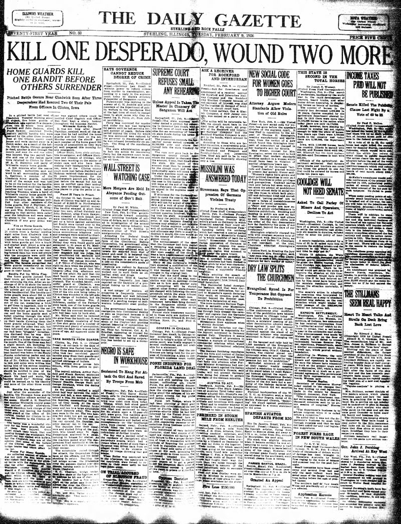 Sterling Daily Gazette cover: Feb. 9, 1926
