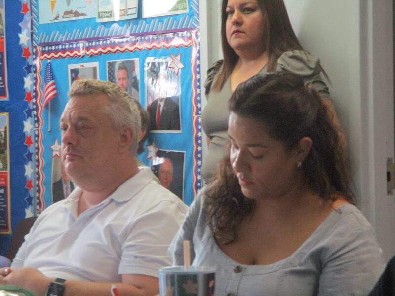 Sylvia Acosta Chavez (right), executive director of the Spanish Community Center, is seen at the first bilingual class for the Joliet Certified Emergency Response Team. CERT Team Leader Flor Fuentes (center) and Chris Wiersma (left) also were at the class held Aug. 1 at the Spanish Community Center in Joliet. Aug. 1, 2025
