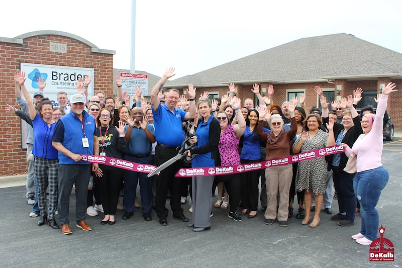 The DeKalb Chamber of Commerce celebrating the opening of Braden Counseling Center