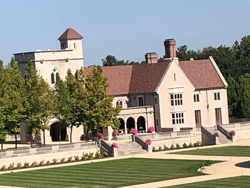 The home of Henri and June Giugni on Thursday, Sept. 12, 2024, outside Harvard. The couple plans to sell the English style manor house and build a smaller, one-level home nearby.