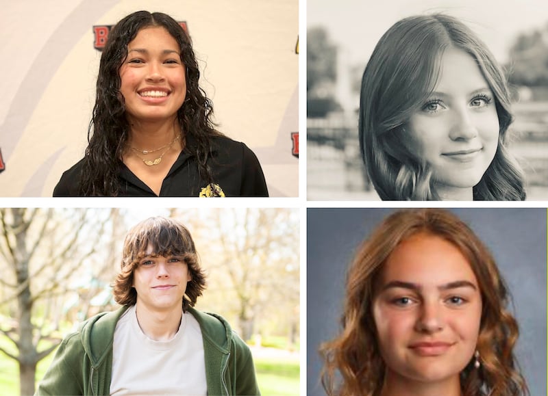 (Clockwise from top left) Emelin McHugh, Amanda Melvin, Sophia Hayden and Lukas Giesen were awarded awarded Inspire Scholarships for entrepreneurial savvy.