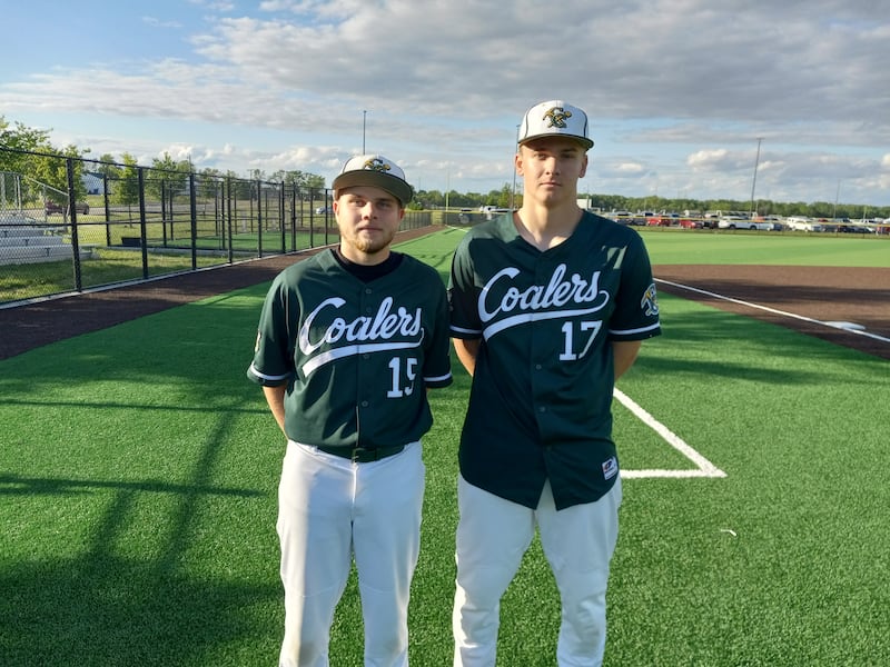 From left, Coal City's AJ Wills and Dylan Young