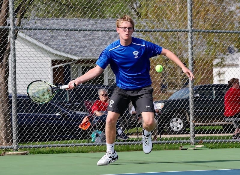 Princeton's Landon Davis makes a return at No. 2 singles against Ottawa on Monday.