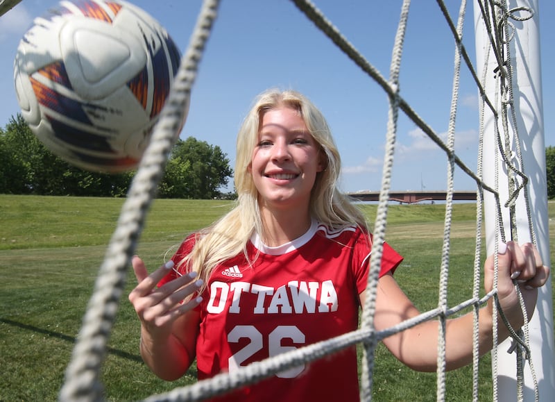 Ottawa's Taylor Brandt poses for a photo on Tuesday, June 17, 2025 at King Field at Ottawa High School. Brandt is the 2025 Ottawa Times girls soccer player of the year.
