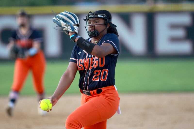 Oswego’s Jaelynn Anthony pitches during a Class 4A Benedictine Supersectional against Marist on Monday, June 9, 2025 in Lisle.