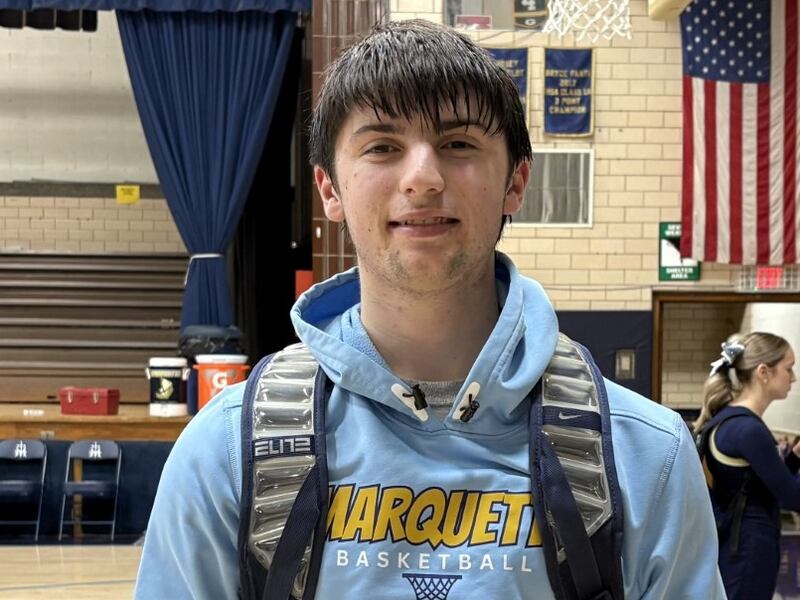 Marquette senior guard Alec Novotney led the Crusaders in scoring with 18 points in a 44-31 victory over Roanoke-Benson on Friday night in Ottawa.