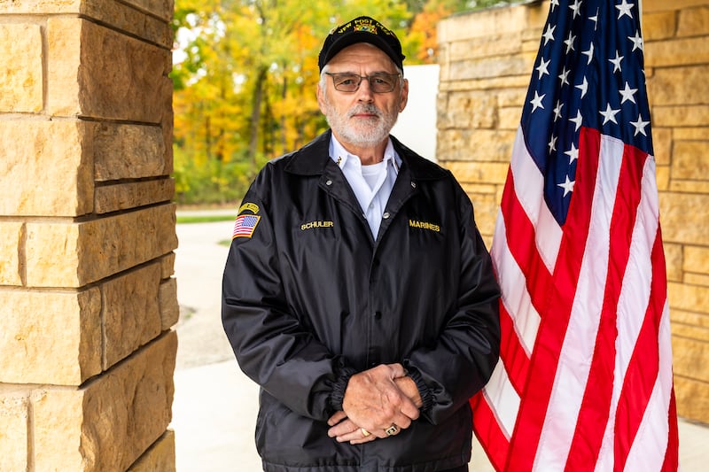Veteran Steve Schuler is a member of the memorial squads of Wilmington VFW 5422 and the Abraham Lincoln National Cemetery, where this photo was taken on Oct. 22, 2025.