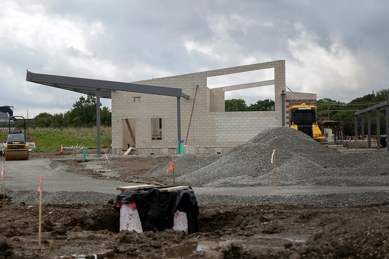 Construction on the pavilion for Sterling’s Riverfront Park is underway Wednesday, June 4, 2025.
