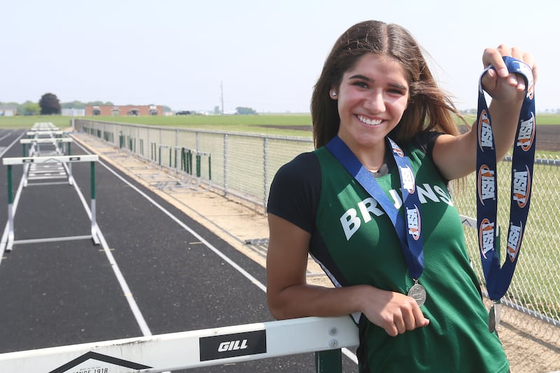 St. Bede's Lily Bosnich poses for a photo on Monday, June 9, 2025 at the St. Bede Academy track. Bosnich is the 2025 girls track athlete of the year.