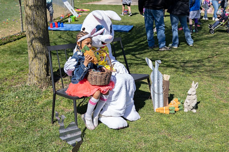 Rhakiya Monegan, 6, of Dixon has her picture taken with the Easter Bunny Saturday, April 8, 2023 during the Dixon Park District egg hunt. Due to weather, the hunt was moved from last week to the delight of families who enjoyed a near picture perfect day.