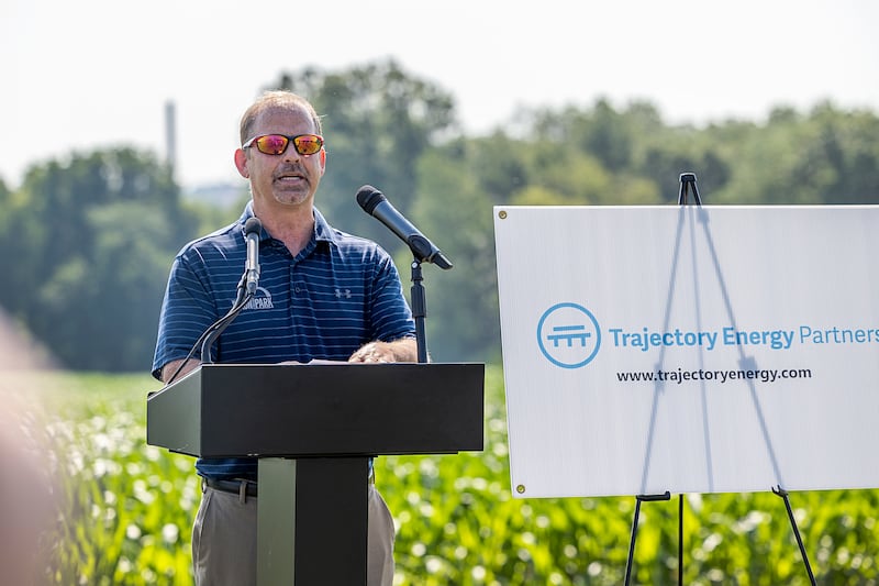 Dixon Park District Director Duane Long announces Friday, June 21, 2024, a partnership with Trajectory Energy to build a solar farm on 24 acres of a 600-acre parcel of property near The Facility, 1312 Washington Ave.