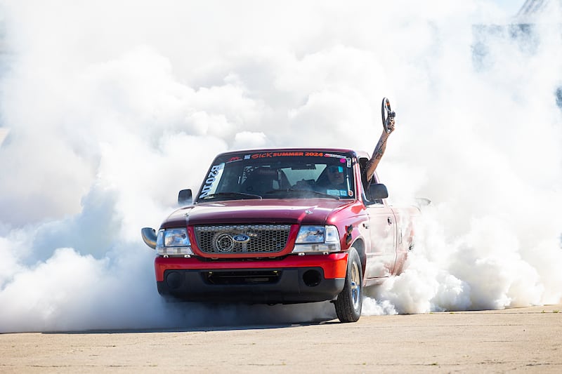 The highlight of the Monday, June 10, 2024 block party in Rock Falls was the burnout competition. Drivers with their high performance rides made a stop over in Rock Falls for a night of fun.