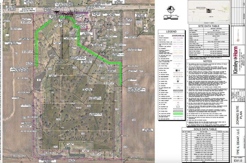 The project plan for a 4.5-megawatt commercial solar energy system, to be developed by Turning Point Energy on a former golf course in DeKalb Township, was included in DeKalb County Board documents for September 2025.