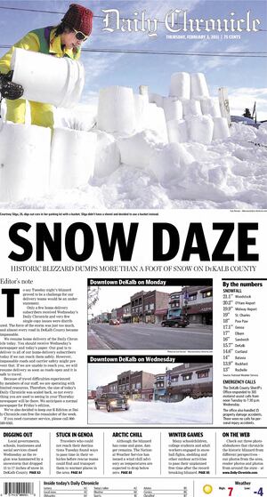 “Snow Daze,” “Flakes of Wrath” and more historic covers of the 2011 Groundhog Day blizzard