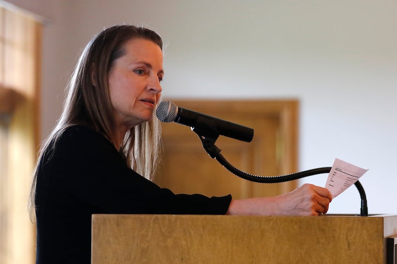 Award recipient Laura Franz speaks during the Northwest Herald's Women of Distinction award luncheon Wednesday June 4, 2025, at Boulder Ridge Country Club, in Lake in the Hills. The luncheon recognized ten women in the community as Women of Distinction.