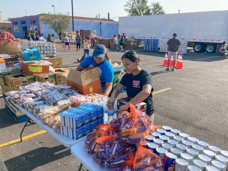 Volunteers organize donated food at ShareFest Will County in July 2024. The event is returning to the Will County Office Building on Saturday, May 24, 2025.