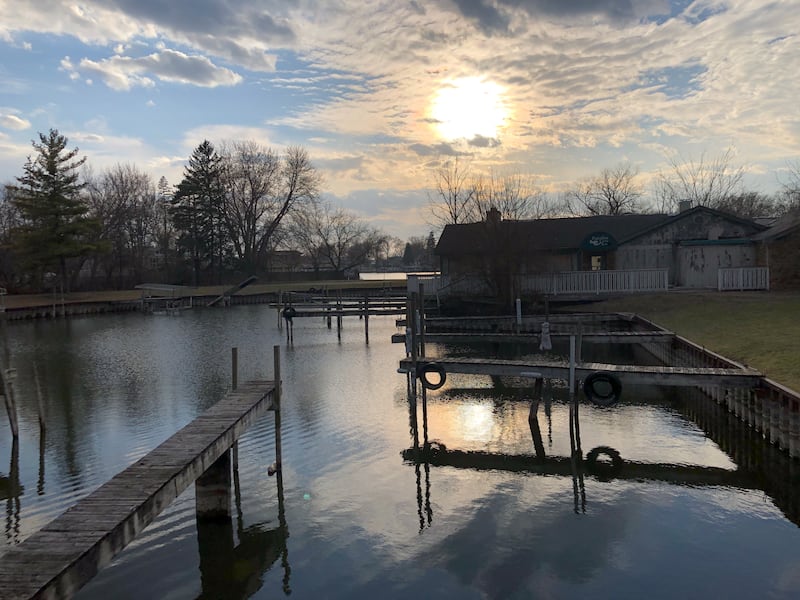 The marina at Hidden Harbor, seen here on Wednesday, March 26, 2025, would be expanded to allow 62 boat slips by removing the former restaurant/nightclub building on the site.