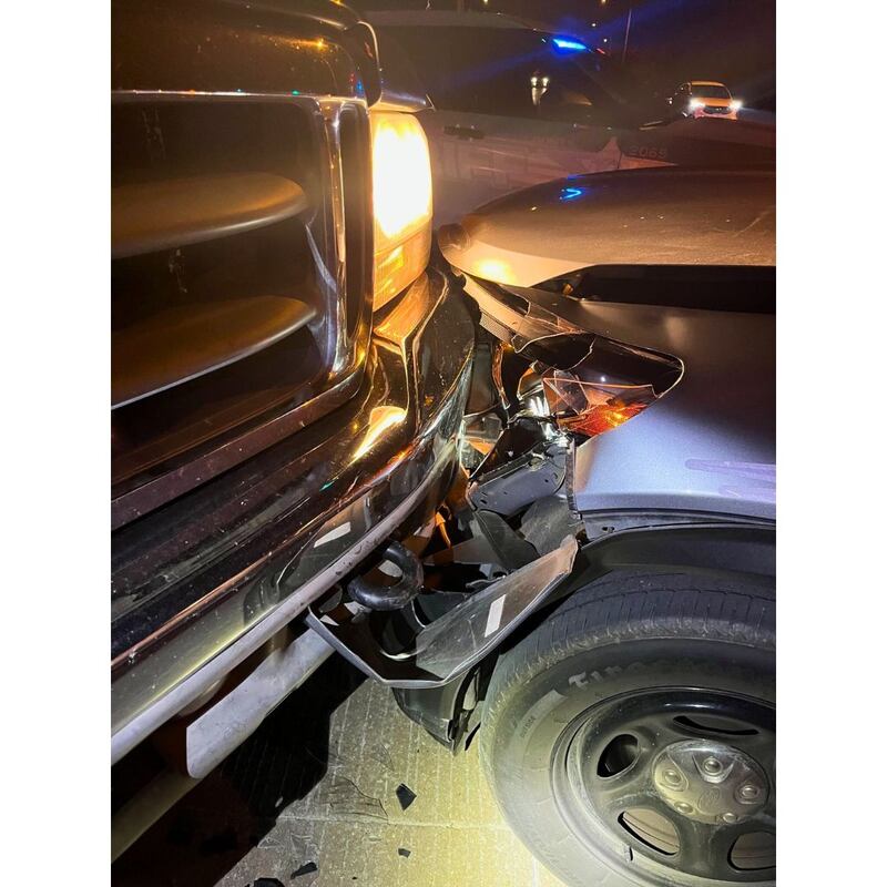A stolen vehicle driven by a 15-year-old crashed into a parked Will County Sheriff's Deputy vehicle on Friday, August 1, 2025.