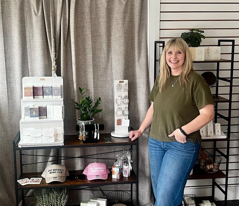 Kari Carpenter stands ready to greet customers inside her business, The Midwest Mercantile, located at the Shoppes at Grandon Plaza retail business incubator in Sterling, Illinois.