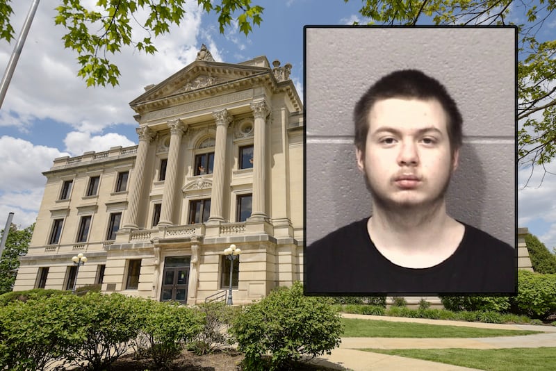 Franklin E. Tooley, 18, of Somonauk, was accused as an adult of 27 criminal felony charges stemming from alleged sexual assaults that occurred between Jan. 31 and Feb. 21, 2023, when he was still 17, according to DeKalb County court records. (Inset photo provided by DeKalb County Jail)