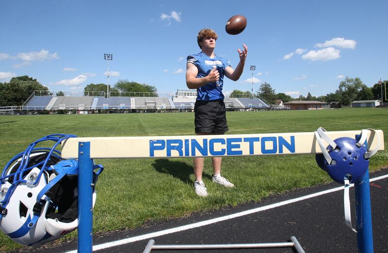 Princeton's Casey Etheridge poses for a photo on Thursday, June 19, 2025 at Bryant Field in Princeton. Etheridge is the 2024-2025 NewsTribune male athlete of the year.