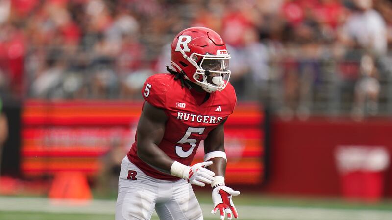Rutgers running back Kyle Monangai (5) during a football game against Akron on Saturday, Sept. 7, 2024 in Piscataway, N.J. Rutgers defeated Akron 49-17. (AP Photo/Vera Nieuwenhuis)