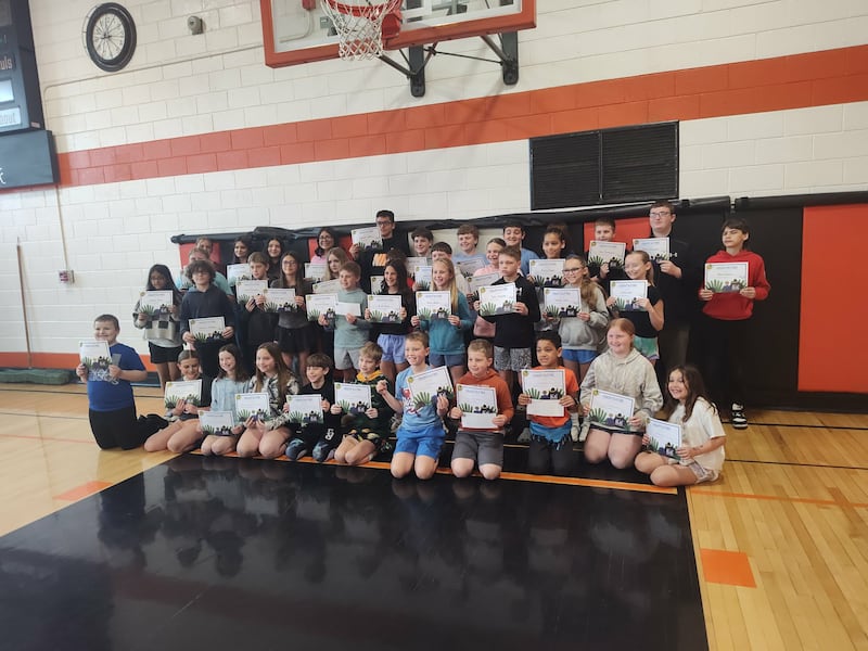 Kings Elementary School students received awards at an event at the school on April 17 through the Rochelle Kiwanis Golden K BUGS (Bringing Up Grades) program.