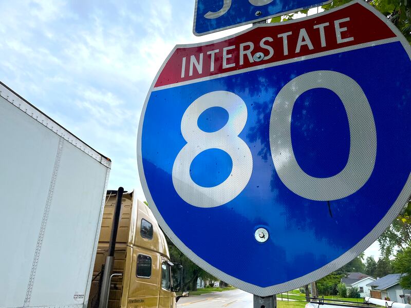 A sign for Interstate 80 seen on Aug. 15, 2024 on Briggs Street in Joliet.