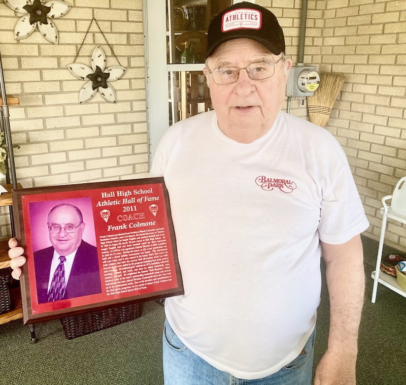 Frank Colmone served as athletic director at Hall High School from 1970-94 instituting the start of girls athletics, the former Hall Shootout and the Hall basketball tournament, now named in his honor as the Colmone Classic. He is a 2025 inductee for the Bureau County Sports Hall of Fame.