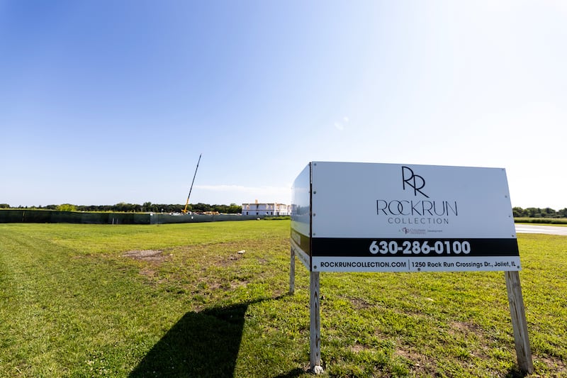 Work continues on the RockRun Collection, located near where the I-80 and I-55 connect in Joliet on Aug. 28, 2025.
