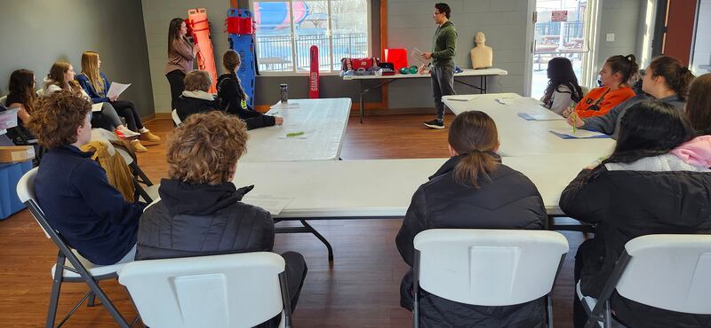 YEP members conducting a site visit with Genoa Park District representatives