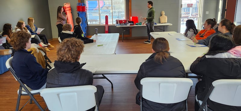 YEP members conducting a site visit with Genoa Park District representatives