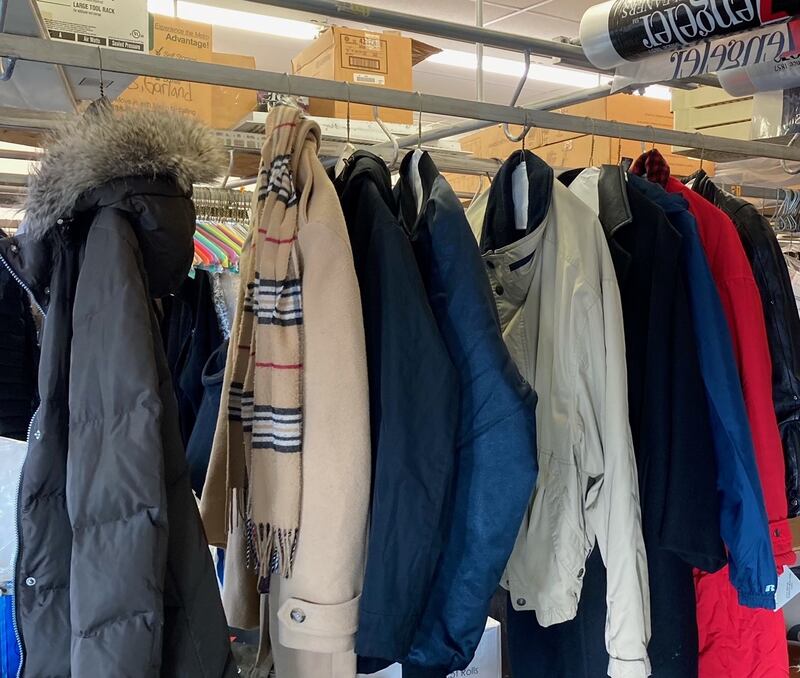 A picture of some of some of this year’s donated coats and jackets.