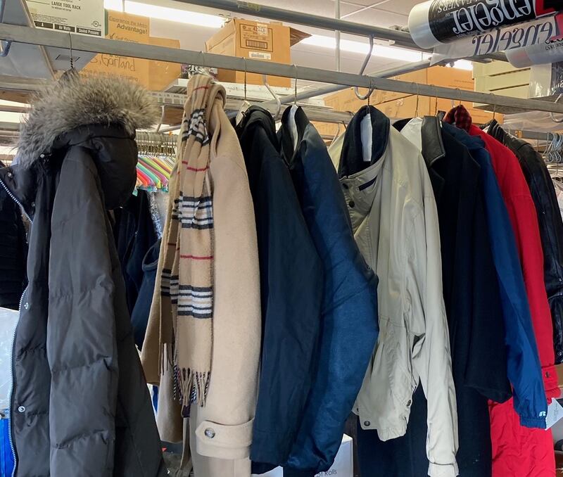 A picture of some of some of this year’s donated coats and jackets.