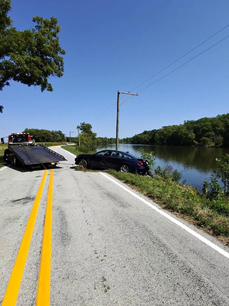 A vehicle is pulled from the Kankakee River following a crash Sept. 11, 2025, on North Eagle Island Road.