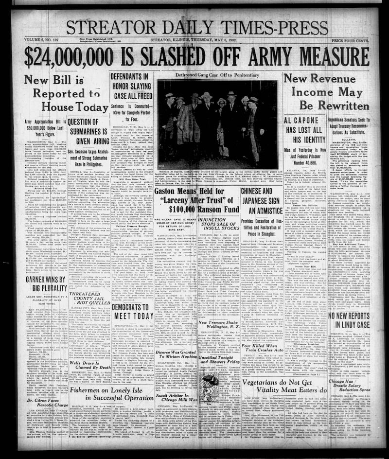 The cover of the Streator Daily Times-Press for May 5, 1932