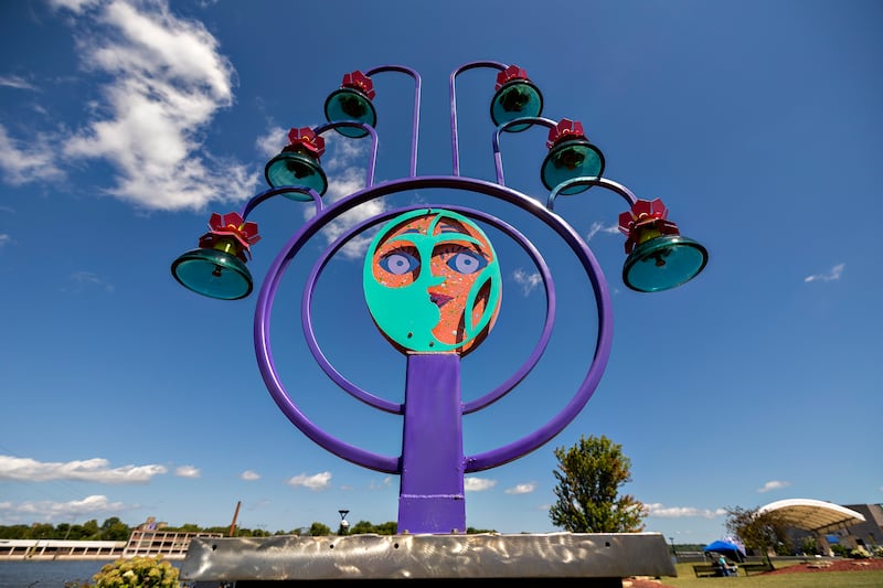“Anethia” by Tom Adams is one of eight new works unveiled Saturday, August 23, 2025 at RB&W Park in Rock Falls. The sculptures join four other permanent pieces.