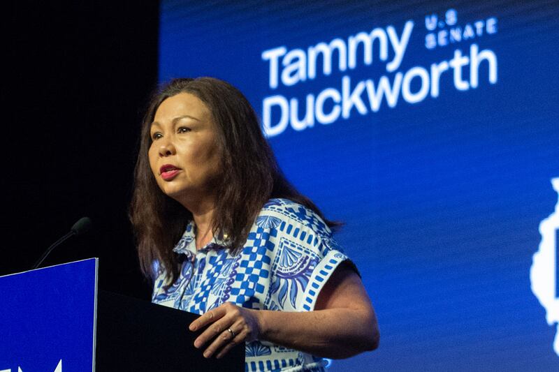 Illinois’ U.S. Sen. Tammy Duckworth speaks at an event in Springfield on Aug. 13, 2025.