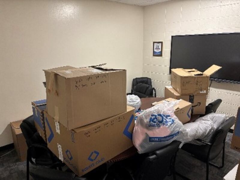 The Oregon Elementary School District office upon delivery of the coats and boots.