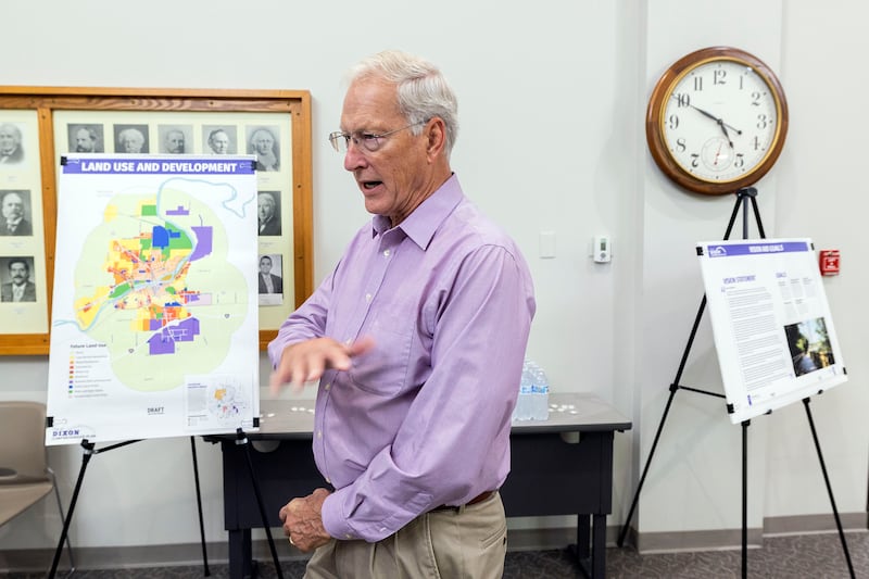 Dixon Mayor Glen Hughes speaks about the unveiling of comprehensive plan results Thursday, Aug. 28, 2025, at Dixon City Hall.