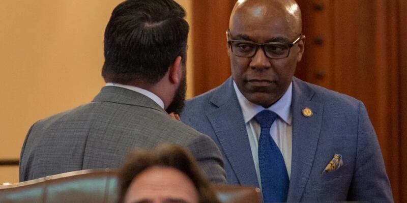 Illinois Attorney General Kwame Raoul is pictured on the floor of the Illinois Senate on May 30, 2025.
