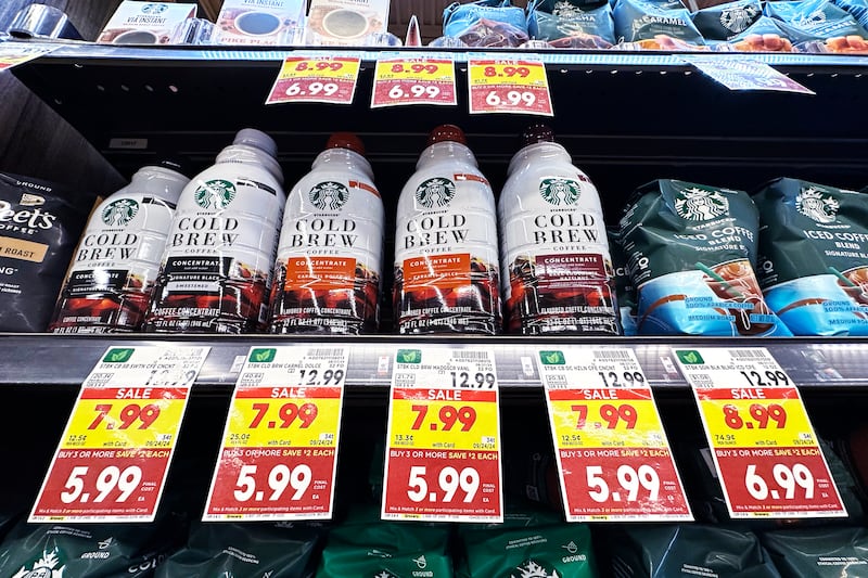 FILE - Prices are displayed at a grocery store in Chicago on Sept. 19, 2024. (AP Photo/Nam Y. Huh, File)