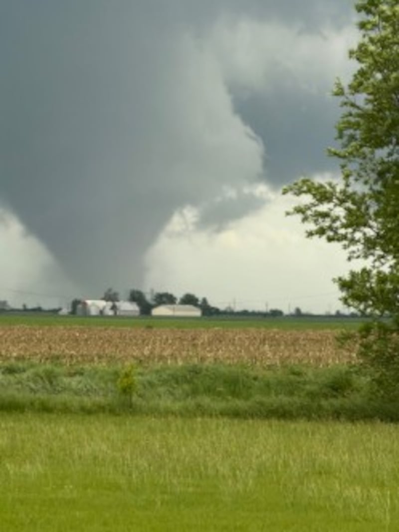 A tornado touching down near Dwight on Thursday evening, June 11, 2026. The Kankakee County Sheriff's Office said the storm made its way into Reddick.