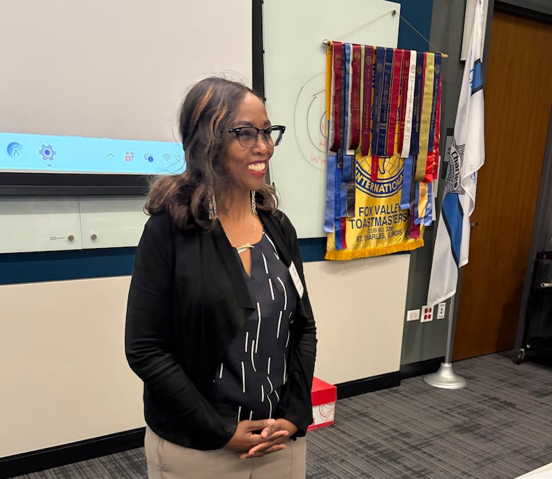 Fox Valley Toastmasters President Jennifer Wanjiku-Edgerton leads a recent meeting. Toastmasters is hosting a free event from 9 a.m. to noon Saturday, June 20, at the St. Charles Public Library, 1 S. 6th Ave., St. Charles, for jobseekers or anyone else wanting to improve their communication skills.